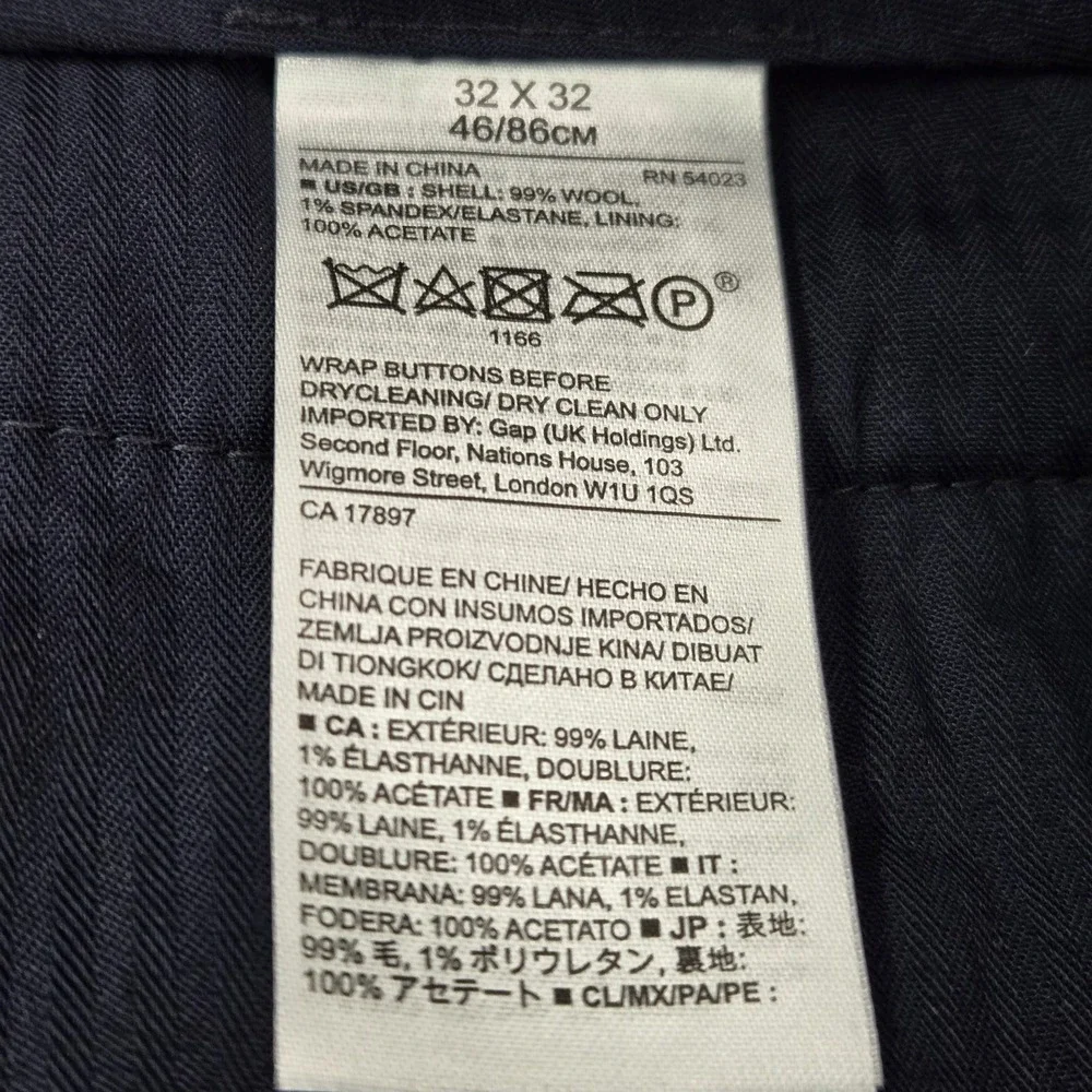 Banana Republic Men Pants 32X32 Navy Marzotto Super 120 Wool Dress READ
